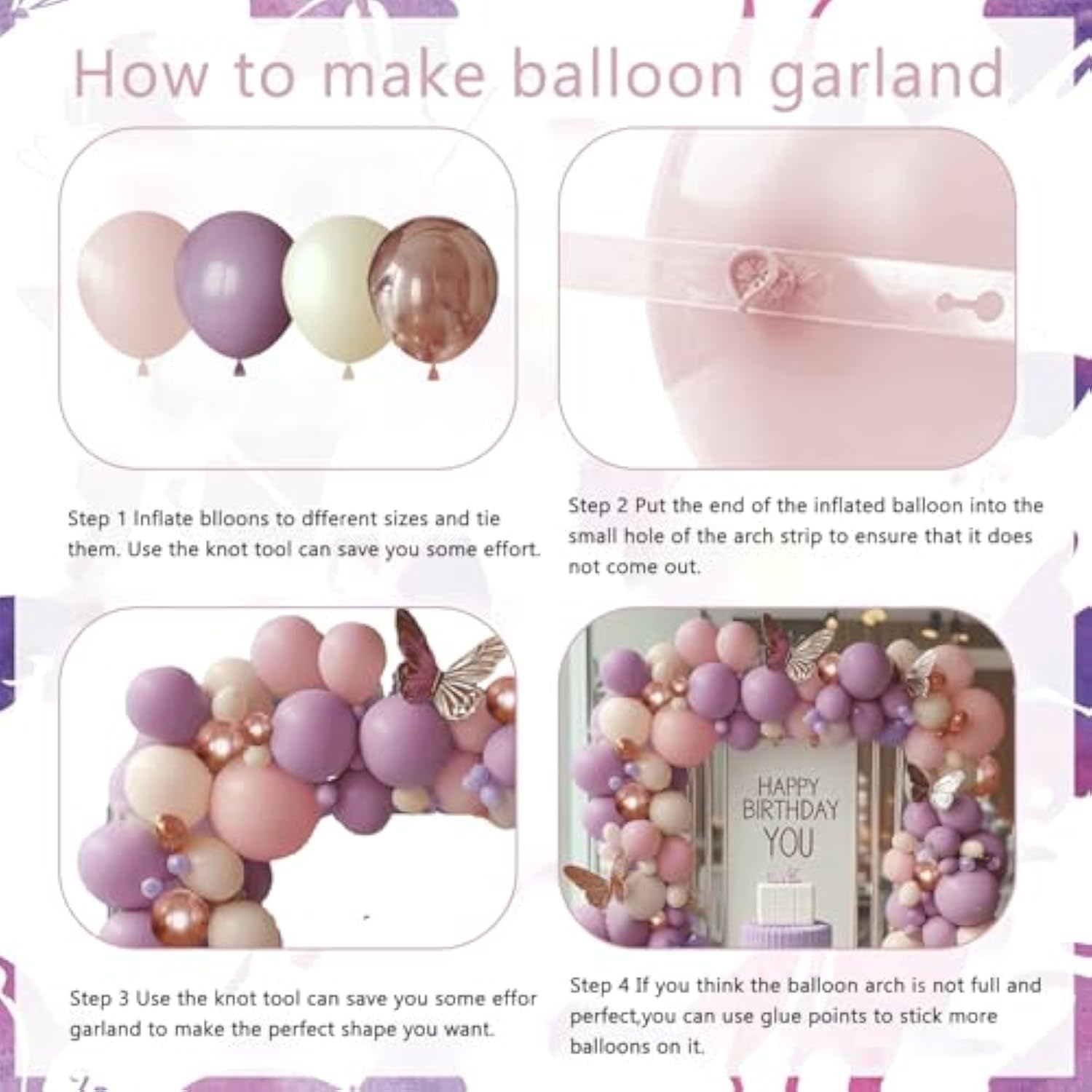 Pink And Purple Balloon Arch Kit, Dusty Purple Pink Sand White Metallic Rose Gold Latex Balloons For Bridal Baby Shower Wedding Anniversary Engagement Birthday Party Decoration