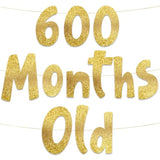 600 Months Old Gold Glitter Banner - 50Th Anniversary And Birthday Party Decorations