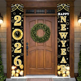 Xtralarge 2026 Happy New Year Banner – 72X12 Inch | Black And Gold Happy New Year Door Banner For New Years Decorations 2026 | Porch Banner For New Years Eve Party Supplies 2026 | Nye Decor