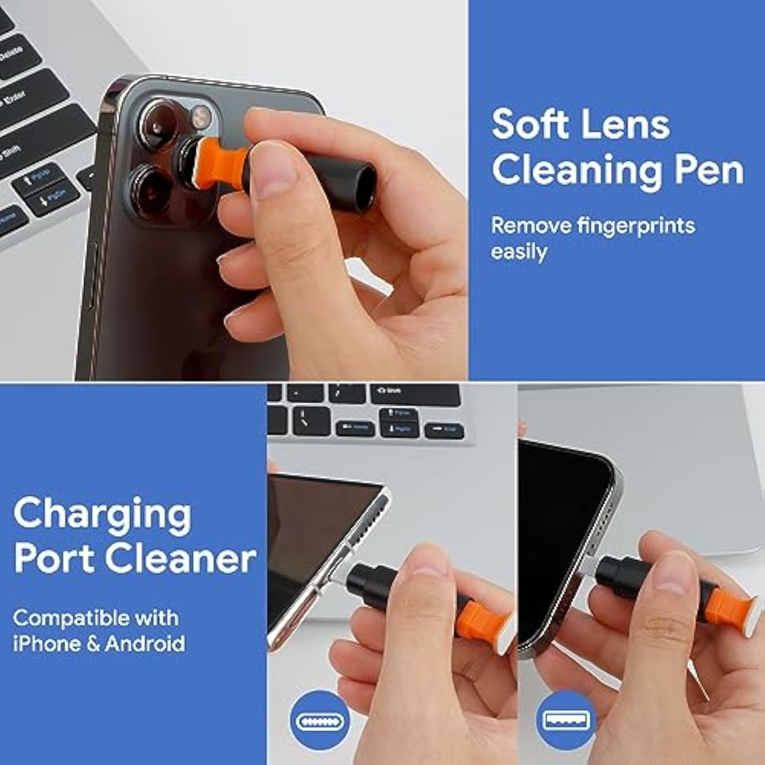 Iphone Cleaning Kit Iphone Cleaner,12 In 1 Port Cleaner Repair & Restore Tool For Airpod Iphone 16 15 14 13 12 Pro Max Ipad Samsung Etc,Phone Cleaning Kit For Lightning And Usb C Charging Port, Cables