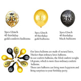 50th Birthday Balloons Gold Black 15 Pack 12in Latex Confetti Decorations