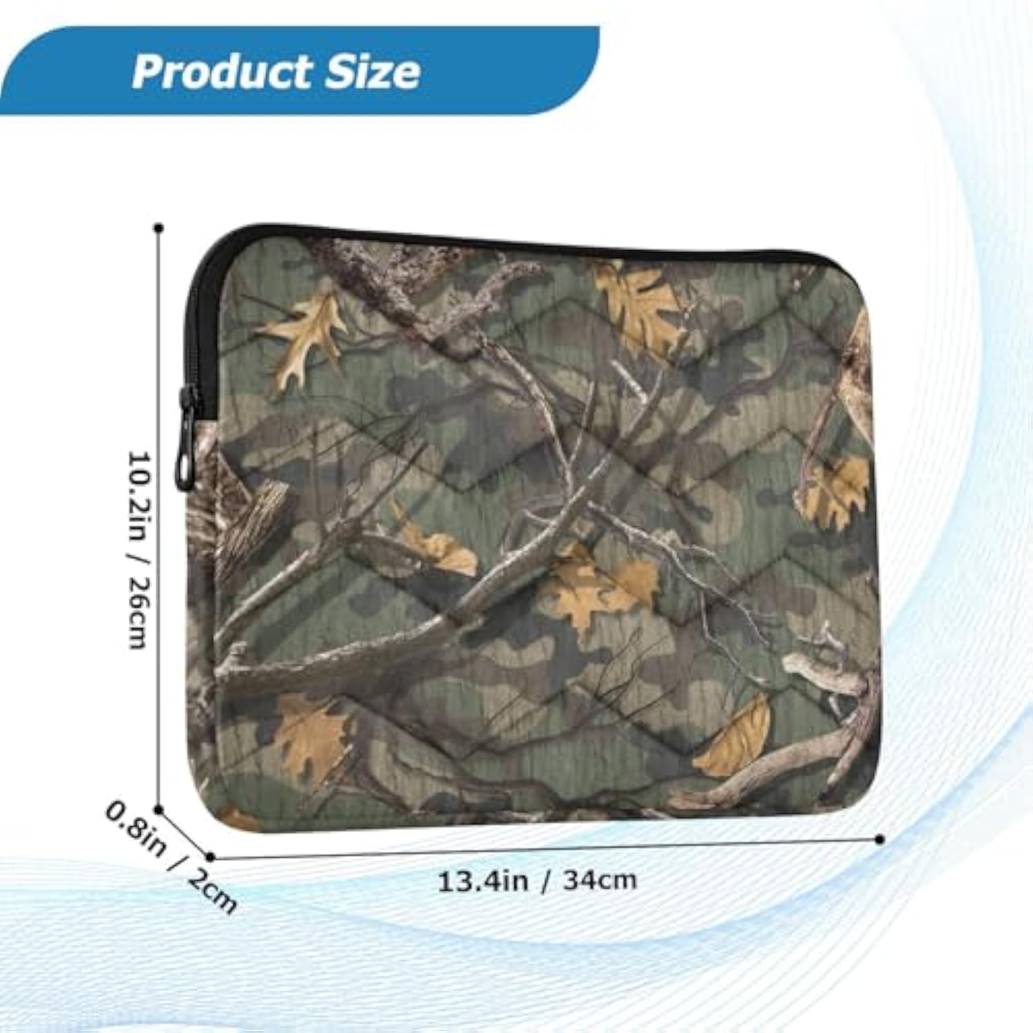 Wood Camouflage Tree Camo Laptop Sleeve Case 13, 13.3, 14 Inch, Computer Cases For Pad Tablet, Waterproof Briefcase Bag