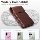 Holster For Iphone 16 Pro Max 15 Pro Max 14 Pro Max 13 Pro Max 12 Pro Max 16 Plus 15 Plus 14 Plus, Premium Leather Pouch With Belt Clip Phone Holster Belt Case, Coffee -L