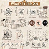 Western Cowboy Birthday Party Decorations Rodeo Wild West Party Supplies - Happy Birthday Banner, Hanging Swirl, Western Tablecloth, Rodeo Plates And Napkins Set For Cowgirl Party Decors