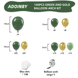 Green And Gold Balloon Arch Kit, Dark Emerald Green Hunter Forest Sage Green Metallic Gold Balloon Garland Kit, 18 12 10 5 Inch Balloons For Birthday Wedding Jungle Safari Party Decorations