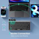 TECKNET Wireless Bluetooth Keyboard, Slim Rechargeable Keyboard (2.4G+BT 5.0), Multi-Device Easy-Switch, Quiet Typing, Silent Mini Portable Cordless USB Computer Keyboards for Windows Laptop PC, Gray