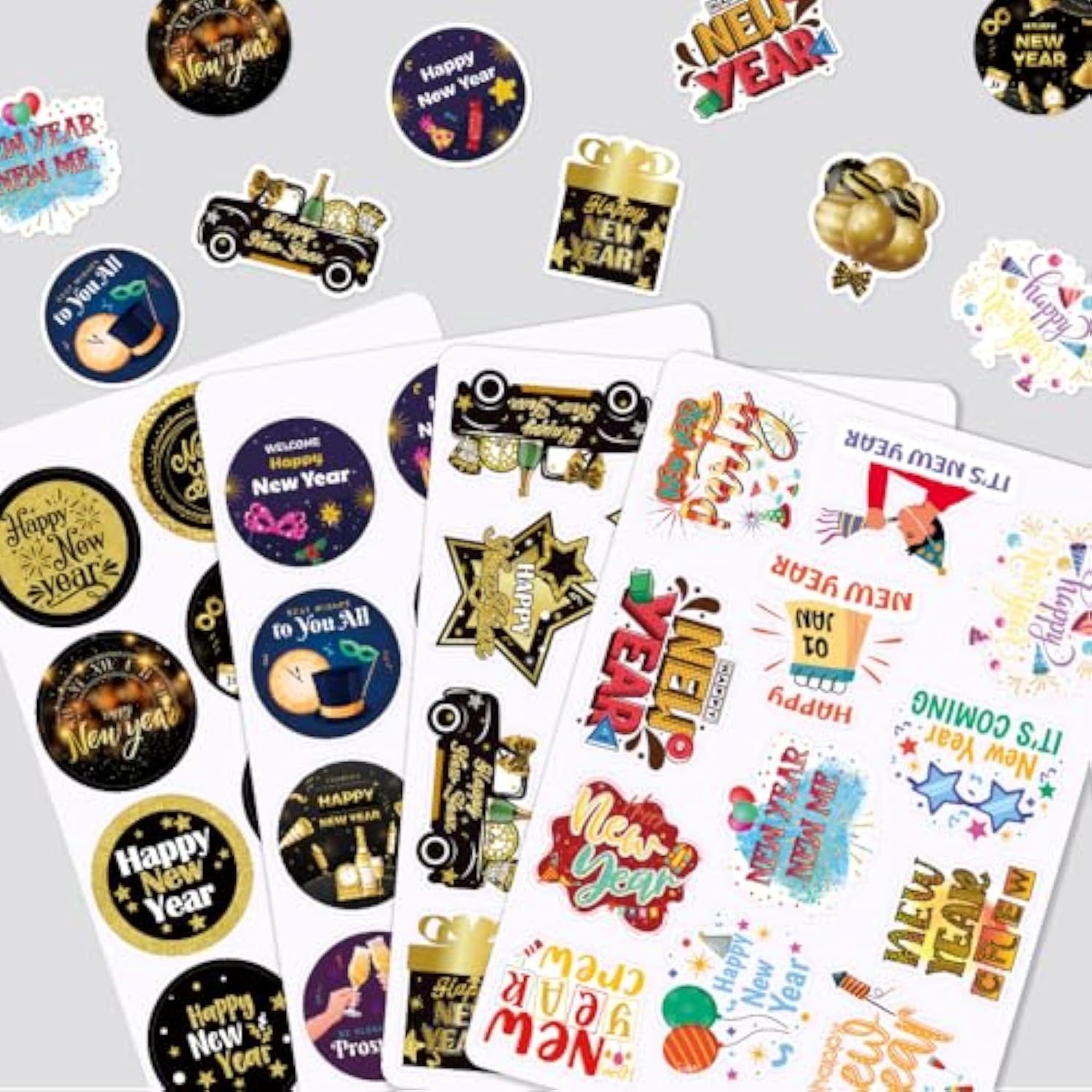 New Years Eve Stickers 8 Sheet 30 Designs New Years Stickers For Envelopes Happy New Year Stickers For Card Seal Gifts Decoration New Years Eve Party Supplies 2026