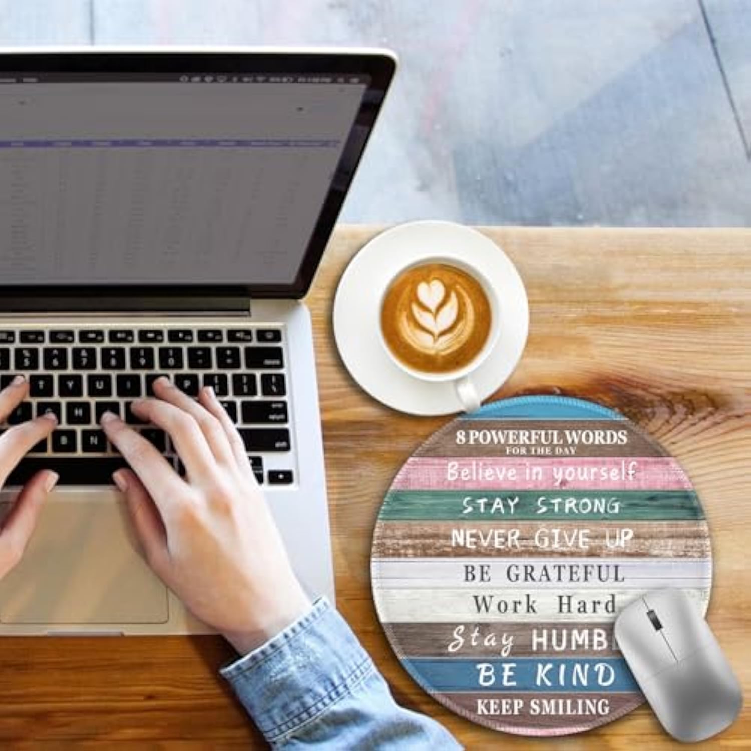 Inspirational Quote Work Mouse Pad, Positive Desk Small Round Mouse Pads, Mini Travel Mousepad For Wireless Computer Laptop, Office Desk Accessories, 8.6 X 8.6 Inch