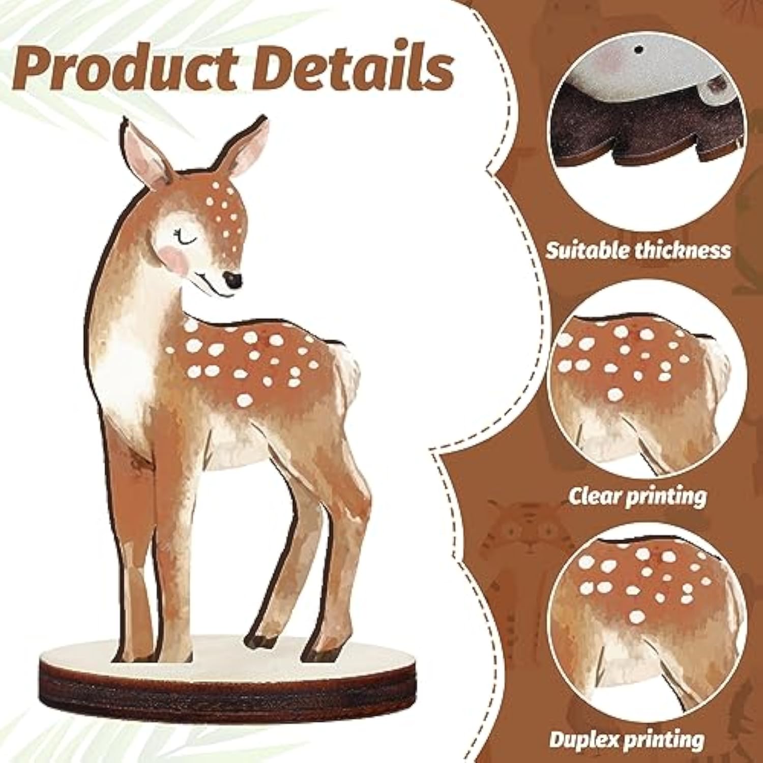 12 Pcs Woodland Animals Wooden Animal Cutout Shapes Forest Painted Woo