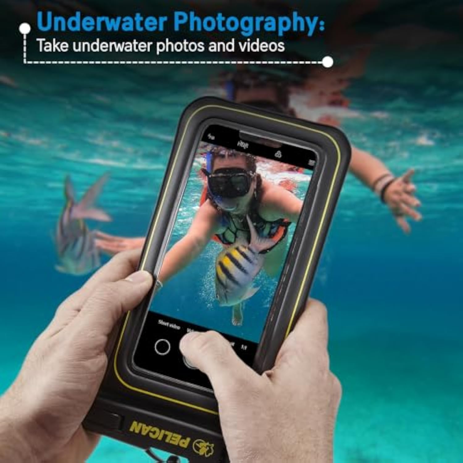 2 Pack Marine Waterproof Phone Pouch (Regular) - Black/Hi-Vis Yellow