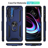 For Moto Edge 2021 Case,With Screen Protector,[Military Grade] 16Ft Drop Tested, Magnetic Kickstand Protective Case For Moto Edge 5G Uw, Blue