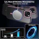 Case For Iphone 15 Plus 6.7-Inch, Iphone 15 Plus Phone Case Magnetic [Compatible With Magsafe] Slim Translucent Matte Men Women Girls Shockproof Protective Back Cover, Black/Pink