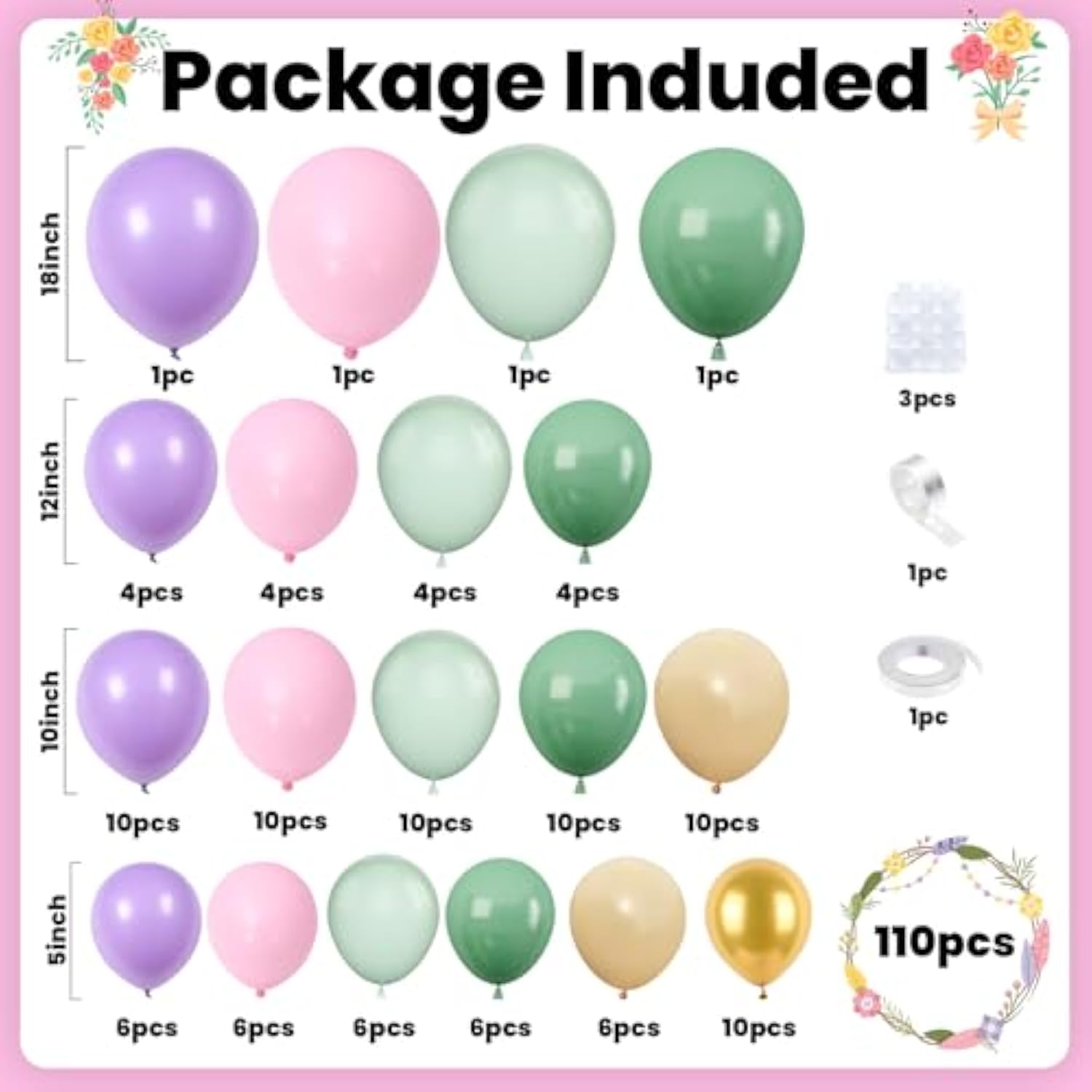 Pastel Balloon Arch Kit, Rainbow Balloon Garland Kit With Pastel Pink Mint Green Orange Purple Balloons Metallic Gold Latex Balloons For Baby Shower Wedding Spring Birthday Party Decorations