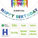 2pcs 3D Felt Happy Birthday Banner Blue Green Reusable Party Decor