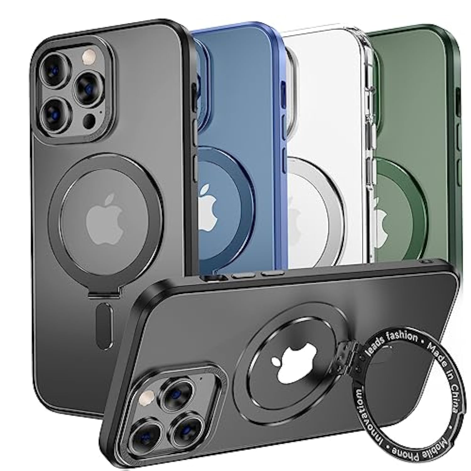 Magnetic Case For Iphone 13 Pro Max Phone Case[Compatible With Magsafe] [With Magnetic Mental Stand][Military Grade Shockproof][Anti Yellowing],Translucent Matte Back With Soft Edge,Black