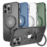 Magnetic Case For Iphone 13 Pro Max Phone Case[Compatible With Magsafe] [With Magnetic Mental Stand][Military Grade Shockproof][Anti Yellowing],Translucent Matte Back With Soft Edge,Black
