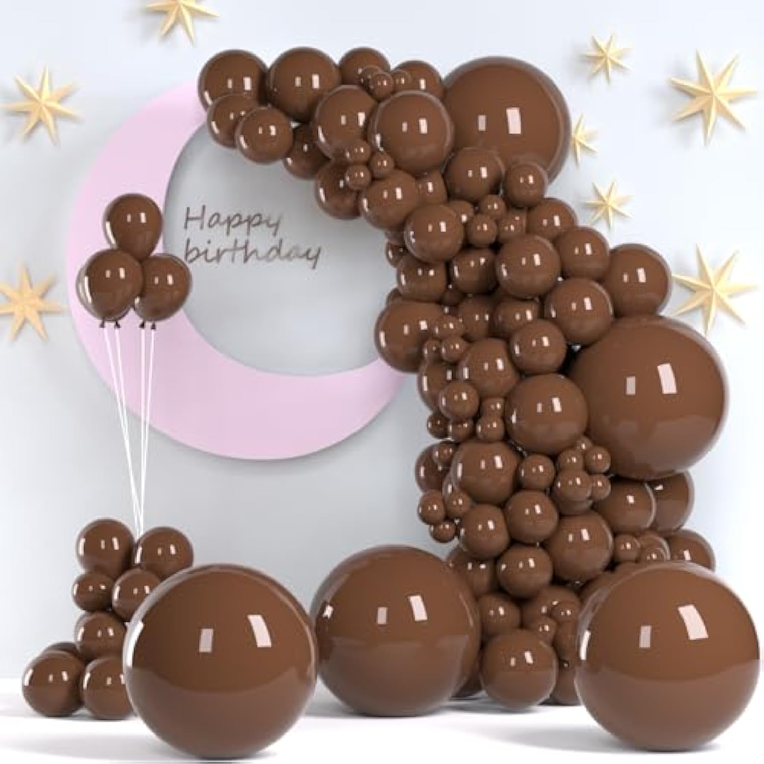 140 Pcs Dark Brown Balloons – 18, 12, 10, 5 Inch for Boho & Halloween Garland