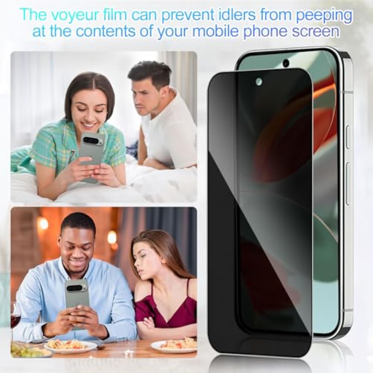 2 Pack Privacy Screen Protector For Google Pixel 9 Pro Xl 6.8 Inch [Anti-Spy Tempered Glass] [Fingerprint Unlock Support], Anti-Scratch, Bubble-Free, Easy Install 9H Protective Glass