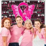 Breast Cancer Awareness Backdrop Banner, Pink Ribbon Decor, 72 x 43 Inches