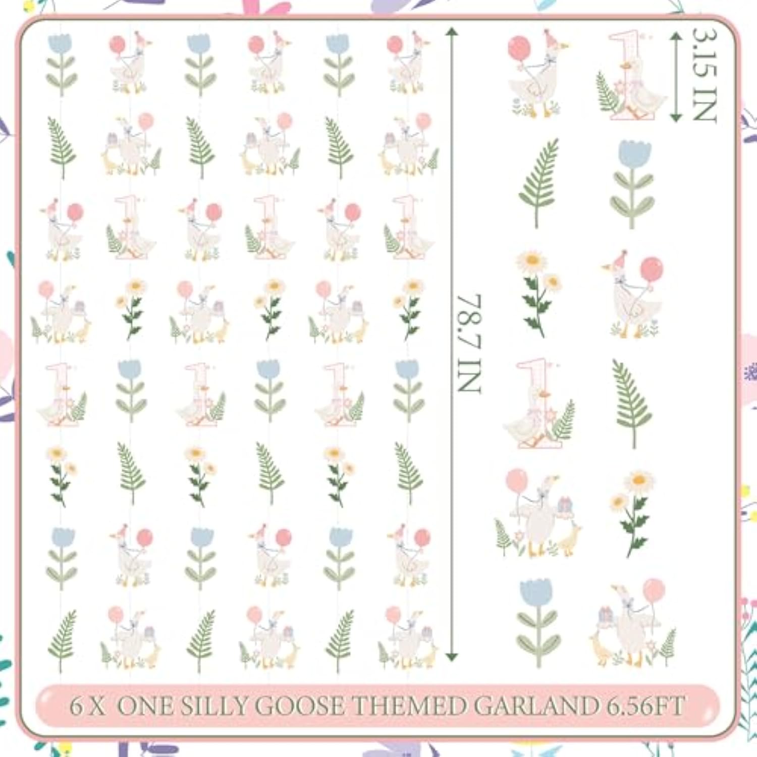 6 Pieces One Silly Goose Birthday Decorations Girls Pink Gingham Paper Rectangular Banner Garland Streamers Duck Birthday Funny Goose Party Supplies