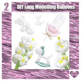 White Latex Long Balloons 260Q - DIY Party Decorations (100pcs with Ties)