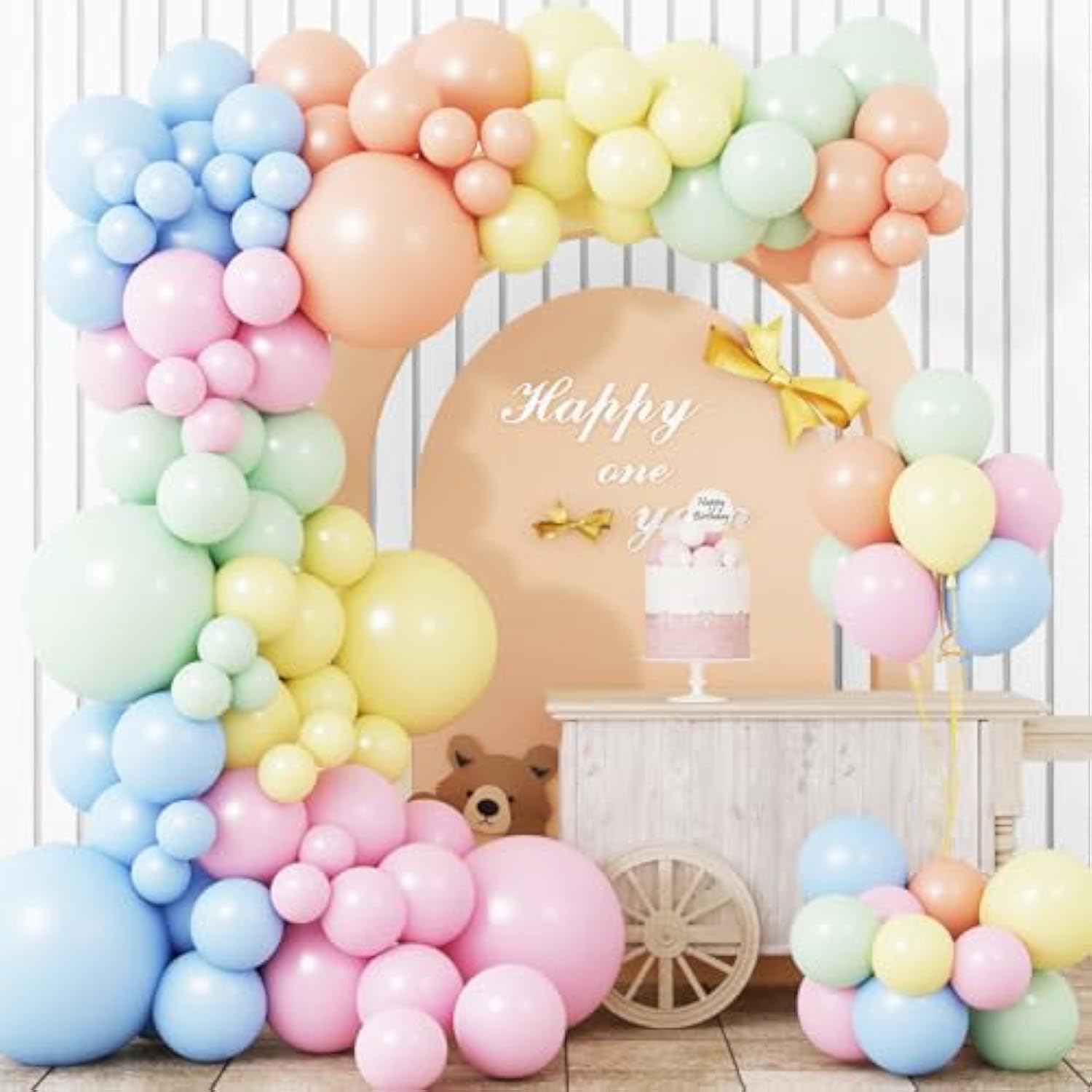Aplanet 150Pcs Pastel Balloons Different Sizes 18 12 10 5 Inch, Latex Balloons For Pastel Pink, Blue, Themed Birthday Wedding Baby Shower Party, Grad Anniversary Supplies, Arch Kit Decoration