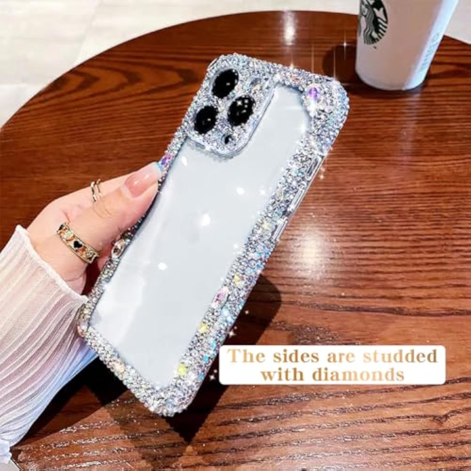 Designer Compatible With Iphone 14 Pro Max Bling Clear Case For Women,Cute Glitter Phone Case With Sparkle Rhinestone Diamond Camera Protection?Airbag Anti-Fall Crystal Hard Cover For Girl