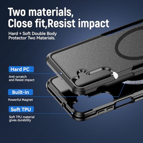 for  Galaxy A17 5G Phone Case,[Compatible with Magsafe] [Military Grade Drop Tested] Shockproof Magnetic Tough Rugged Protective Phone Case