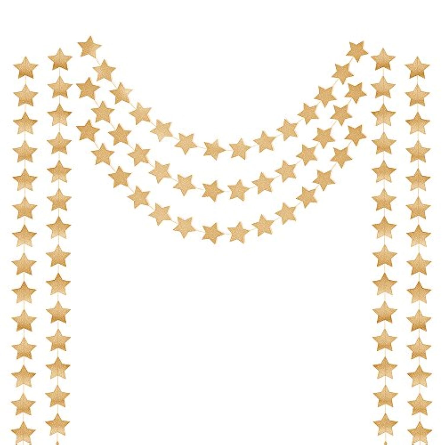 2Pcs Double Side Glitter Paper Star Garland Christmas Galaxy Banner Ch