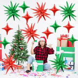 Red Green Star Balloon Kit 6 Large 10 Small Foil Balloons Party Decor