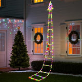 Christmas Ladder Lights With Santa Claus, 248 Led Rope Ladder Light, 8 Lighting Modes & 6H Timer, Waterproof Xmas Decora