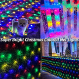 Christmas Net Lights Outdoor 360 Led 12Ftx5Ft Multicolored Christmas Bush Mesh Lights Connectable Waterproof String Ligh