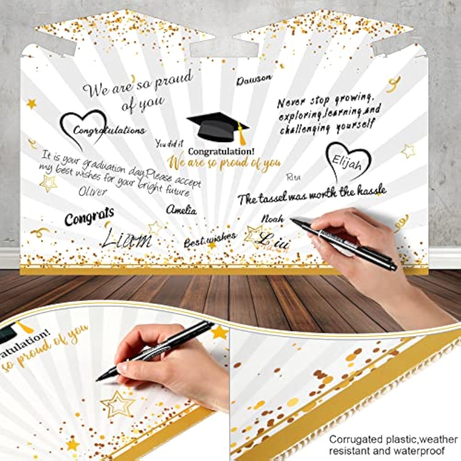 Jumbo Graduation Card Guest Book 2026 Graduation Party Decorations Class Of 2026 Big Giant Card For College High School Party, 24.8 X 16 Inches(Black, Gold)