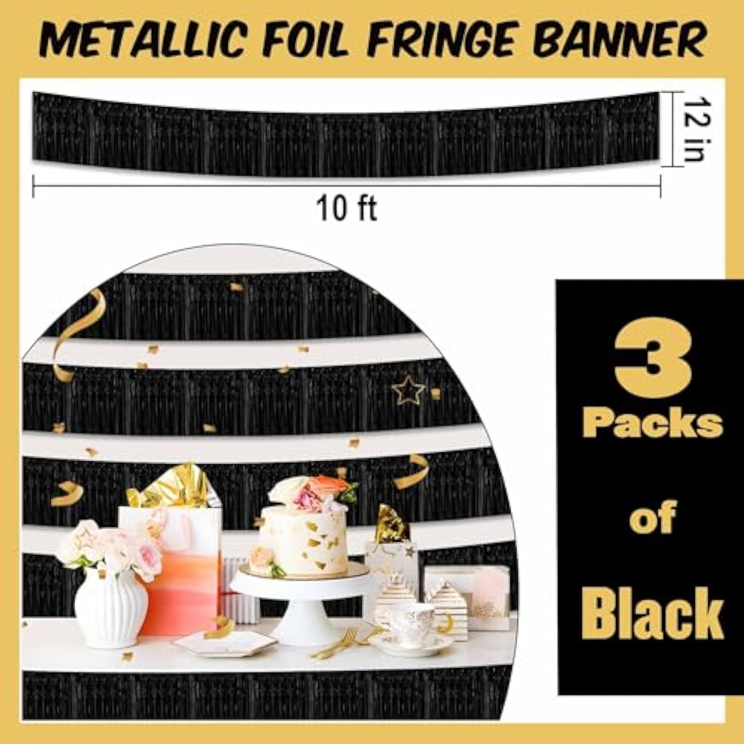 3 Pack 10 Ft Light Purple Foil Fringe Garland Metallic Streamers Tinsel Banner Wall Hanging Garland Backdrop For Parade Floats, Halloween, Christmas, Thanksgiving, New Year Party Decorations