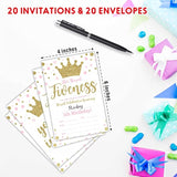 Royal Fifth Birthday Invitations, Gold Crown 5Th Double-Sided Fill-In Invite Cards For Birthday Party?Boys, Girls, Kids,Teen, 20 Invitations With Envelopes, Decorations,Party Favor And Supply-A42