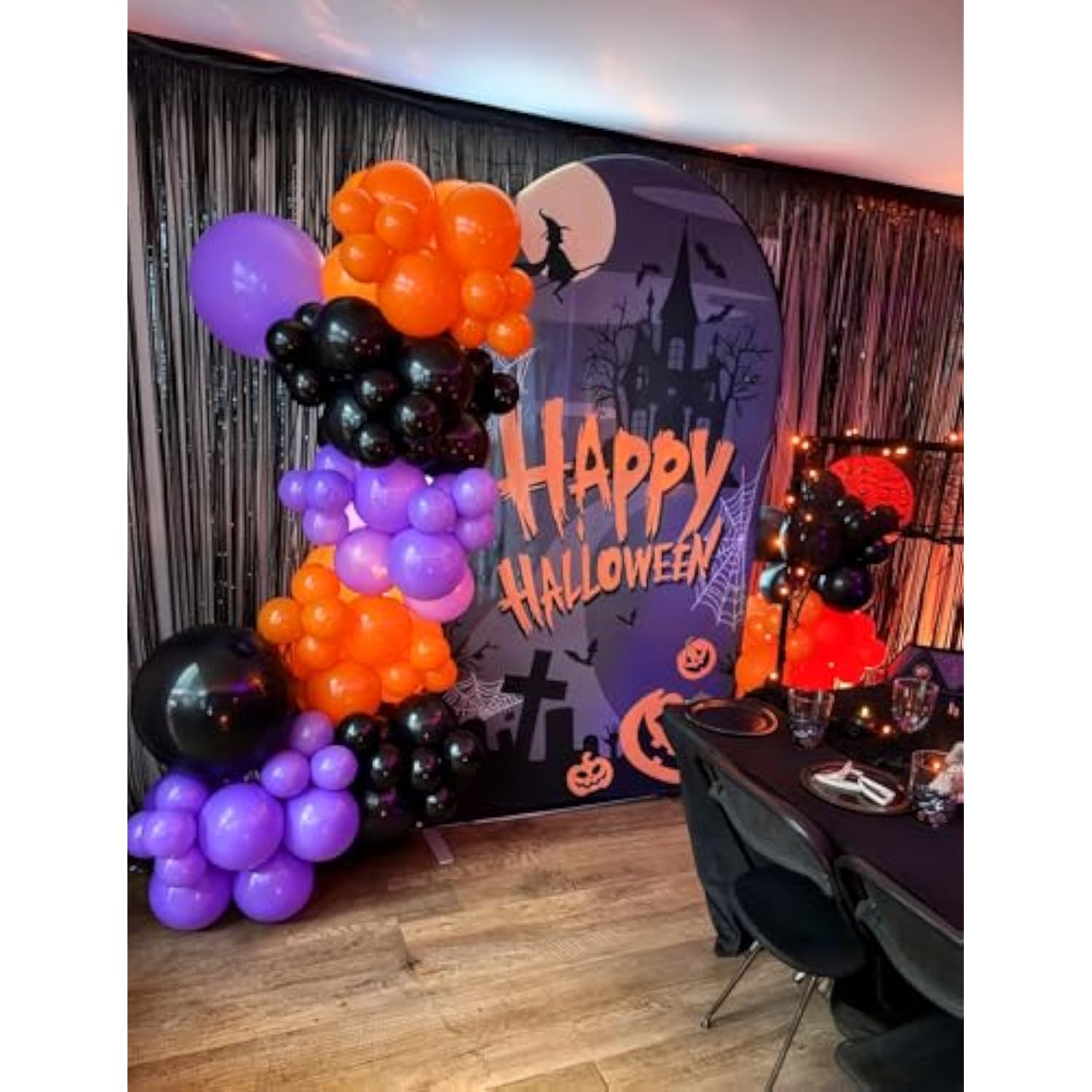 150Pc Halloween Balloon Arch Kit – Black Orange Purple Balloons with Eyeball