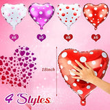 40 Pieces Heart Shaped Valentines Foil Balloons Purple, Red And White Foil Heart Balloons S For Birthday Party Supplies, Valentine, Birthday, Wedding, Bachelorette Bridal Party