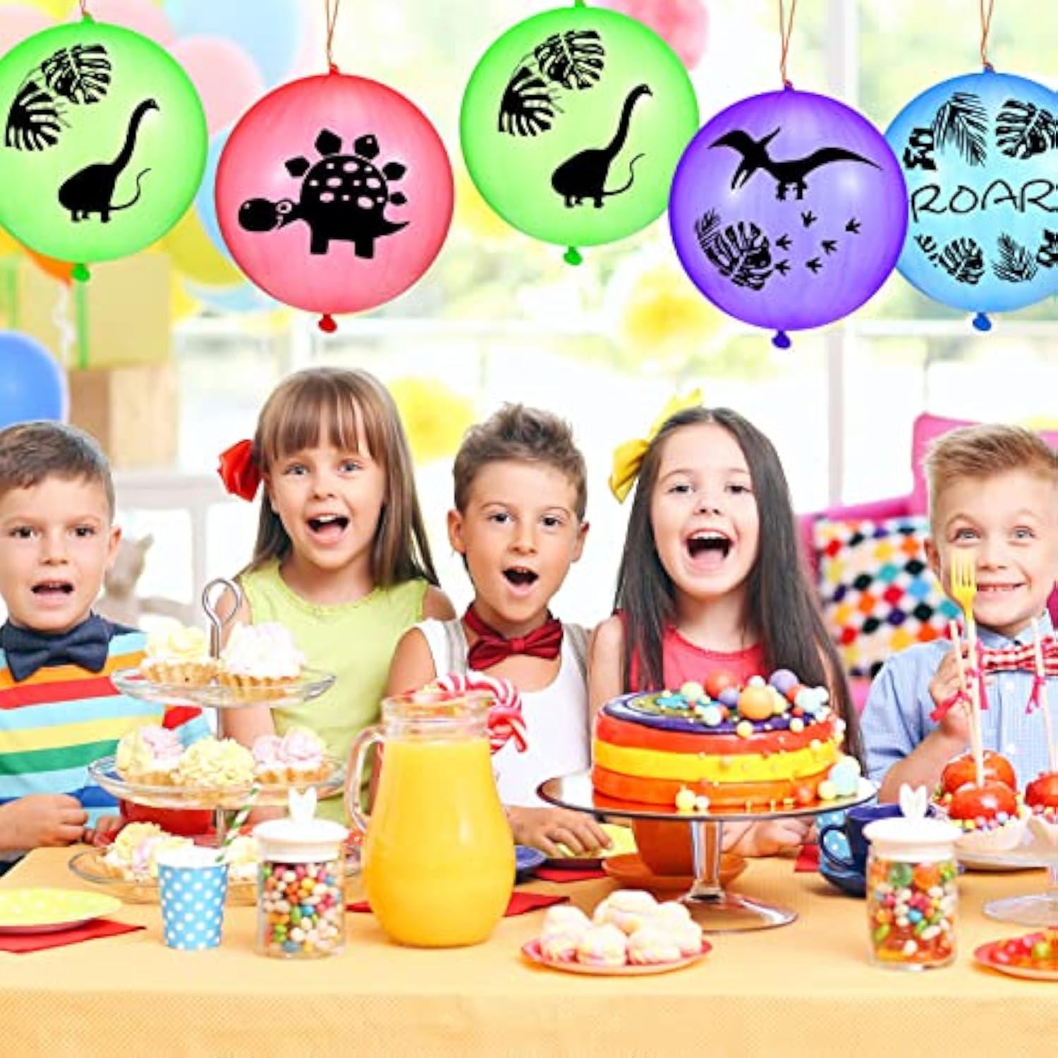 30 Pcs Dinosaur Punch Balloons For Kids 18 Inch Animal Pirate Skull Punching Balloon Punch Bounce Balls With Rubber Band For Valentines School Gift Exchange Birthday Party(Dinosaur)