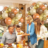 12 Inch Fall Balloons Brown Orange Nude Gold Confetti for Autumn Thanksgiving Party Decor