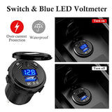 2 Pack 3 Ports Car Charger Socket Dual 45W Pd Type C & 18W Qc 3.0 With Voltmeter And Button Switch, Usb Charger Socket For 12V/24V Car Boat Marine Atv Bus Truck Rv Motorcycle