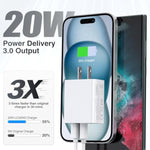 USB C Wall Charger Block 20W, 2-Pack Dual Port PD Power Delivery Fast Type C Charging Block Plug