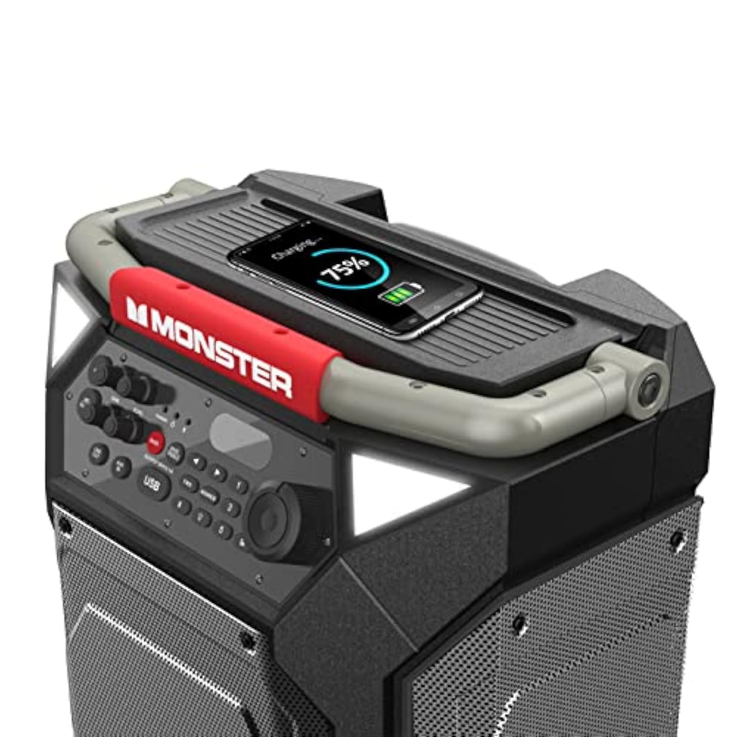 Monster Rockin' Roller 270 Portable Indoor/Outdoor Wireless Speaker, 200 Watts, Up to 100 Hours Playtime, IPX4 Water Resistant, Qi Charger, Connect to Another TWS Speaker (Slate)