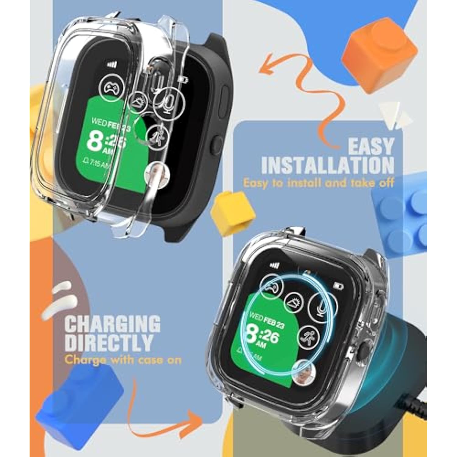 2 Pack Case For Verizon Gizmo Watch 3 Adventure Screen Protector Case For Kids, Hd Tempered Glass Cover, Thin Hard Pc Full Protection Case - Clear (Not For Verizon Gizmo Watch 3)