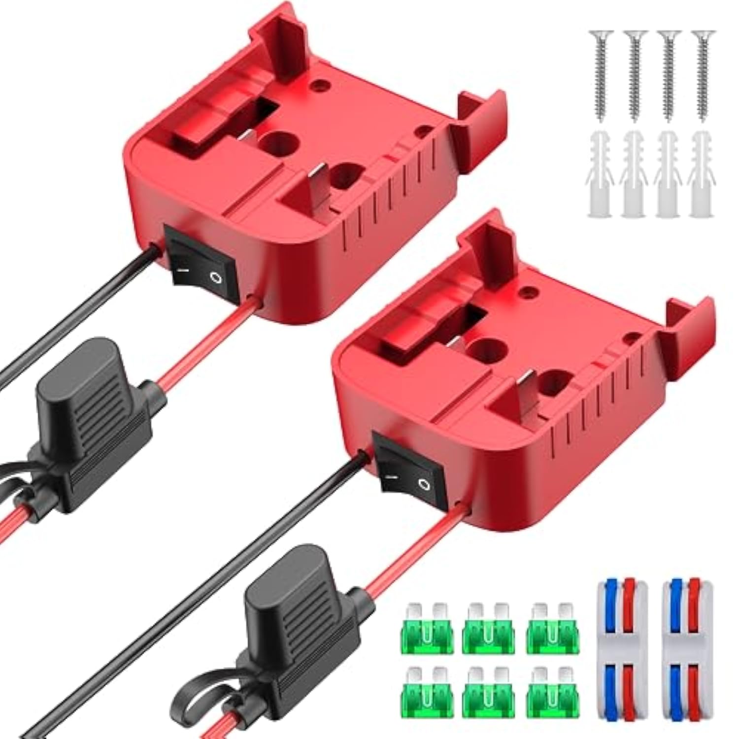 2 Packs Power Wheels Adapter For Milwaukee M18 Battery2 Pp Adapter Power Wheels Battery Converter Kit With Fuse & Switch & Wire Terminals & 12 Awg Wire For Diy Rc Car Toys Robotics