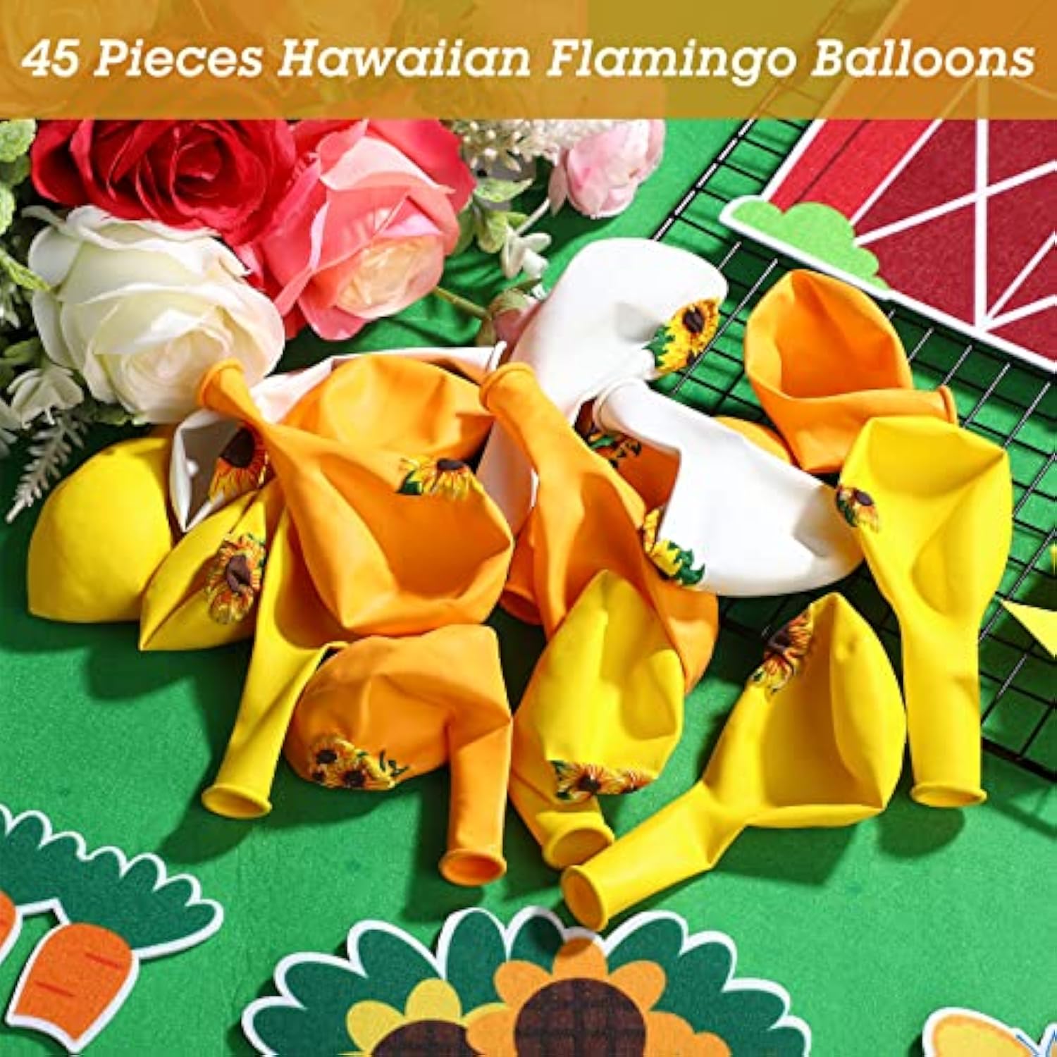 45 Pieces Sunflower Balloons Decorations 12 Inch Sunflower Yellow White Balloons For Summer Honeybee Themed Party Baby Shower Birthday Wedding Party Decorations Supplies