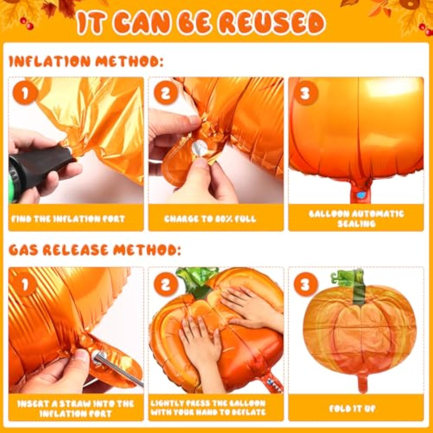 12 Pcs Pumpkin Foil Balloons Large Fall Thanksgiving Autumn Birthday Party Decor