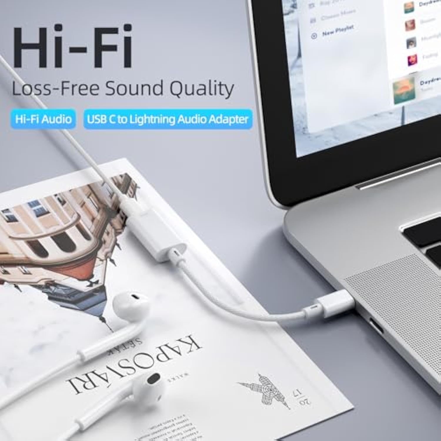 Usb C To Lightning Headphone Audio Adapter, Usb Type C Male To Female Lightning Earphone Adapter With Fast Charge Data Transfer For Iphone 16/16 Pro/15, Ipad Pro, Ipad Air 6/5, Galaxy S25/S24