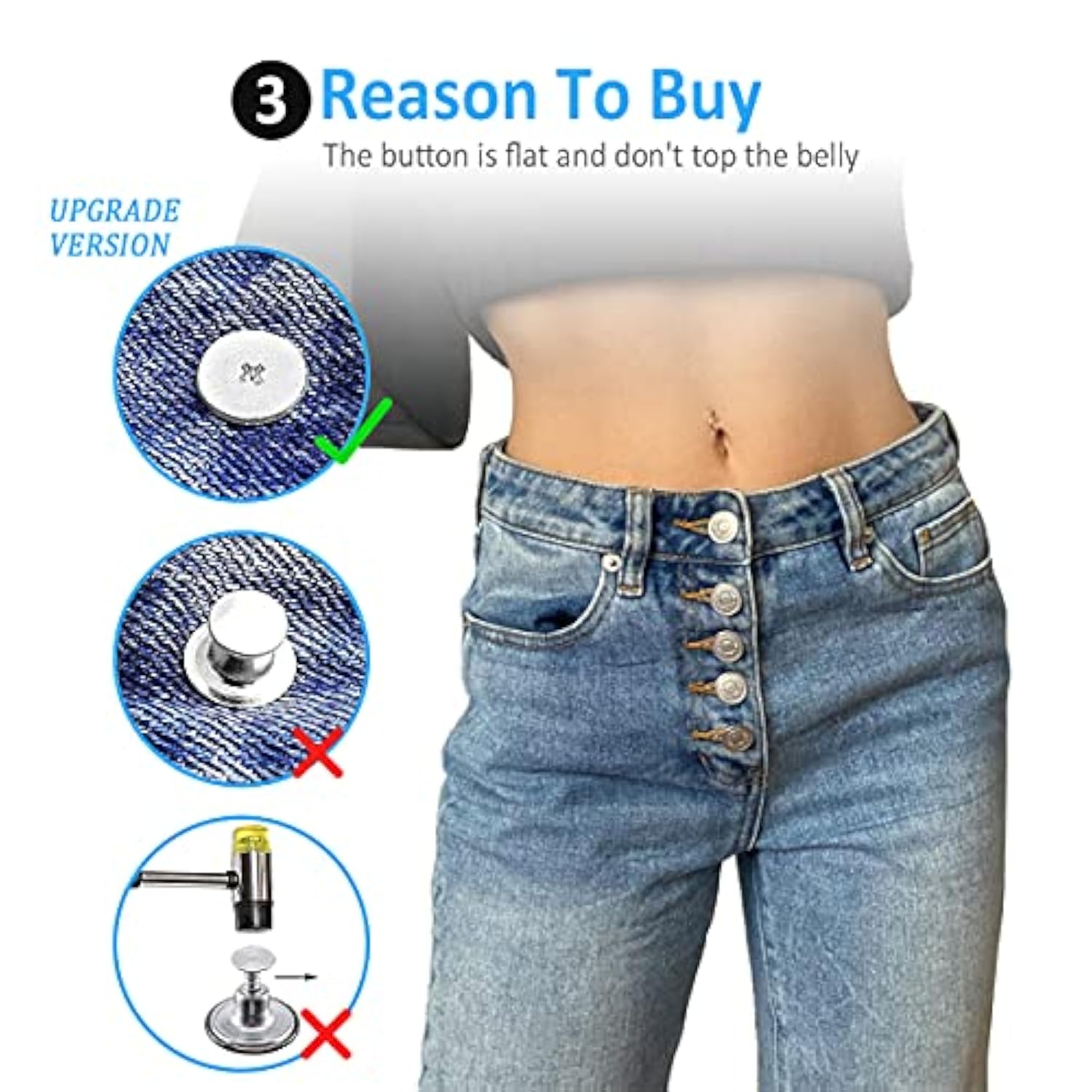 30 Sets Jeans Replacement Buttons 20Mm Jean Buttons Replacement Kit Wi