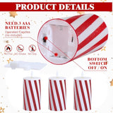 3 Pcs Christmas Flameless Candles Candy Cane Led Pillar Candle With Glitter Stripe Red And White Battery Operated Candlestick For Xmas Party Holiday Centerpiece Home Decoration