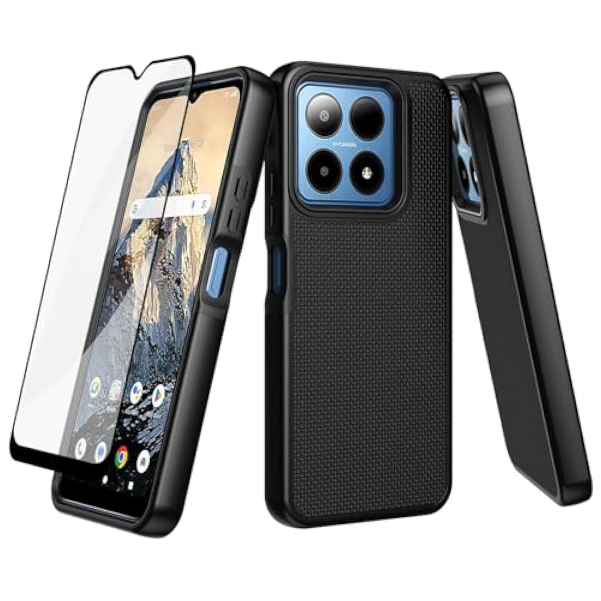 For Summit Case, Boost Summit 5G Phone Case With Screen Protector, Dual Layer Shockproof Protective, Silicone Bumper Non Slip Back, Heavy Duty Rugged Cell Phone Cover-Black